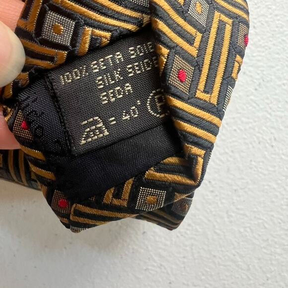 Ermenegildo Zegna Necktie Mens Multicolor Textured Embroider Geometric Silk - Picture 6 of 9